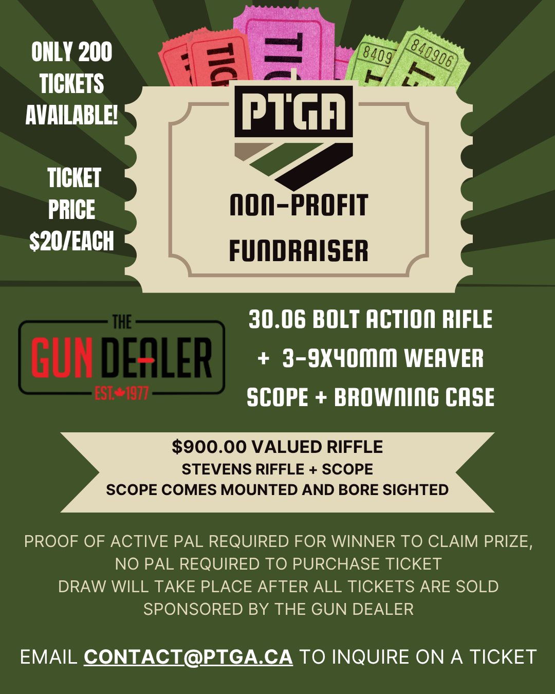 PTGA Non-Profit Fundraiser – 30.06 Bolt Action Rifle w/Case
