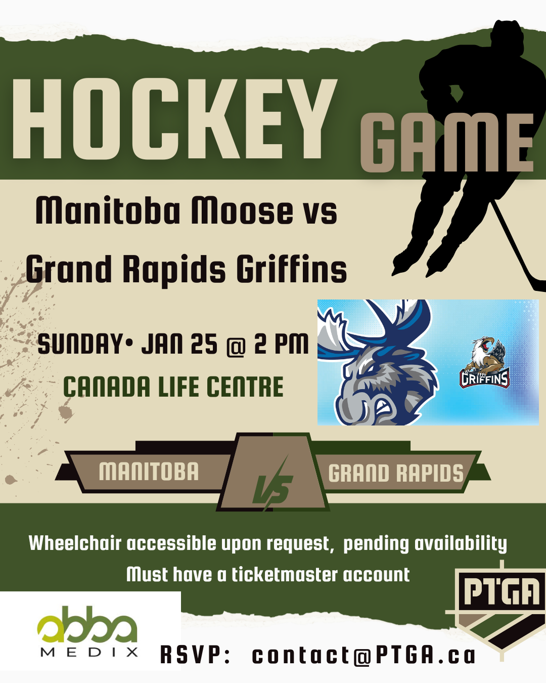 Manitoba Moose home game – Jan 25th at 2