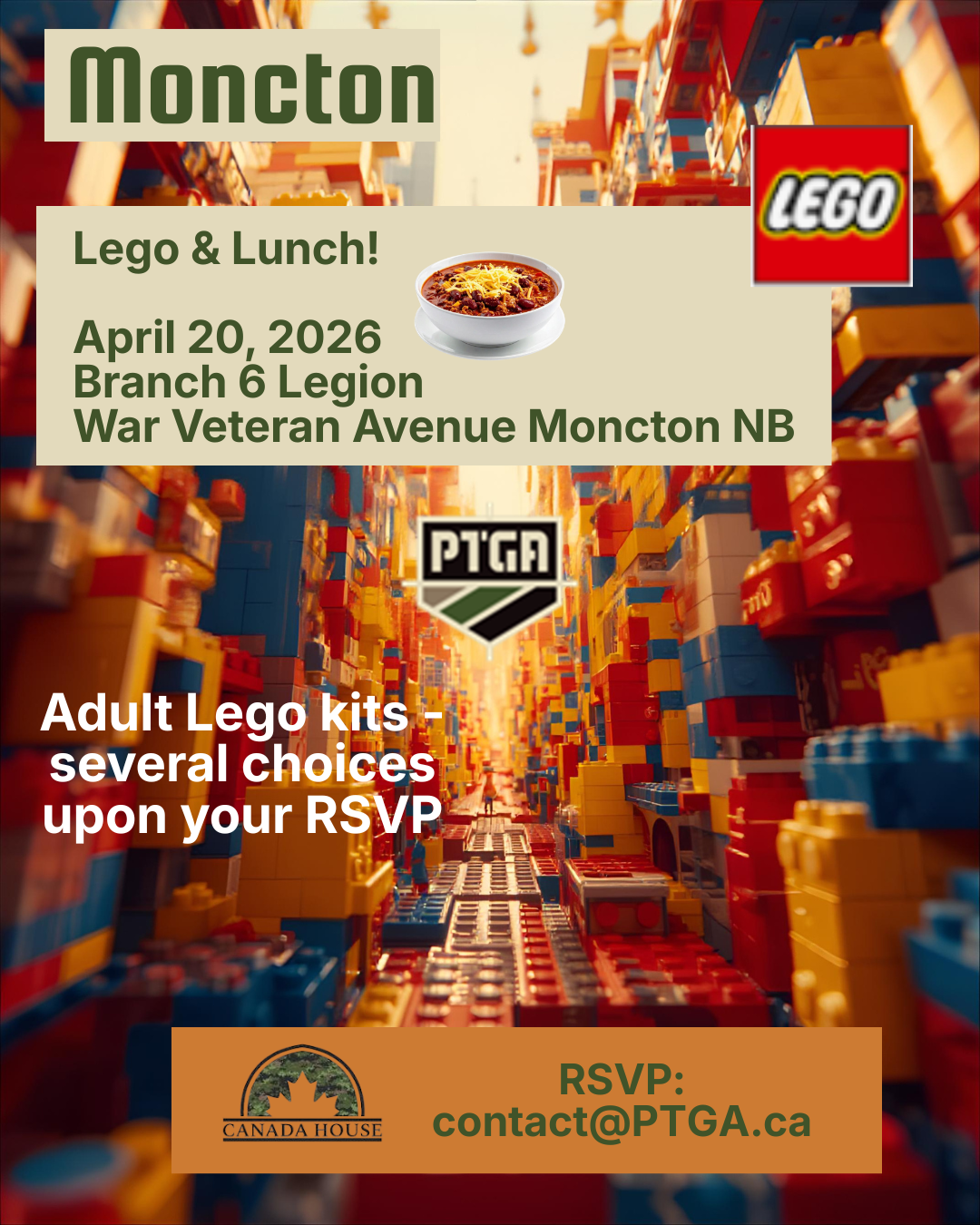 Moncton, Lego & Lunch at noon, Apr 20/26