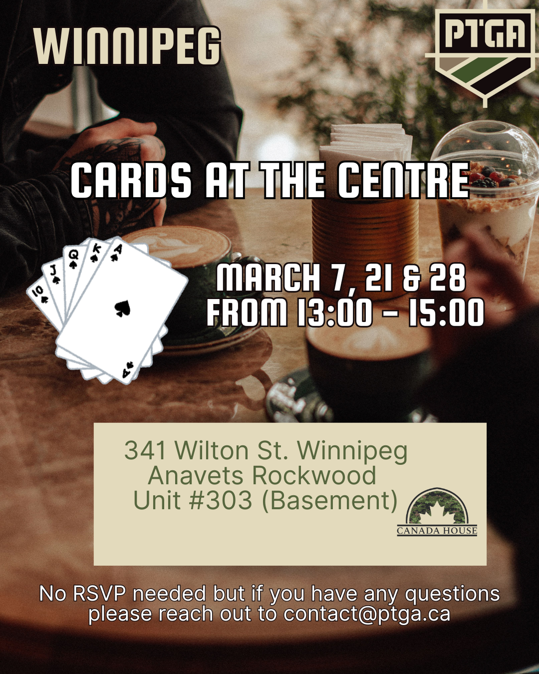 Winnipeg, Cards at the Centre! March 7, 21 & 28