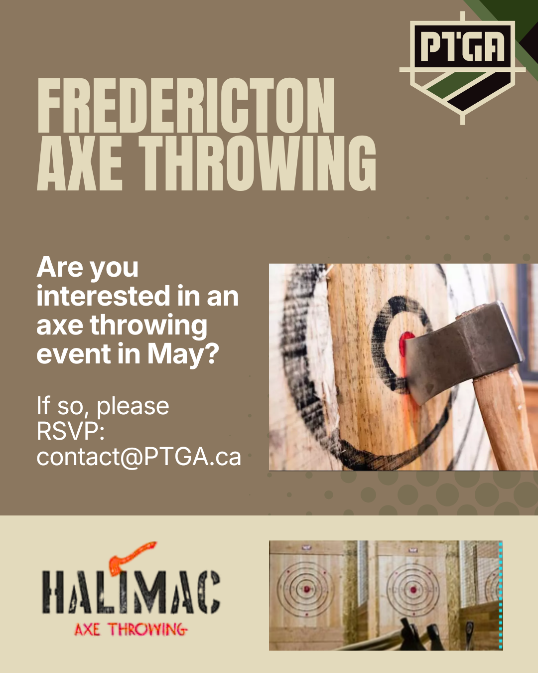 Fredericton area – Axe Throwing:  Interest Flyer for May