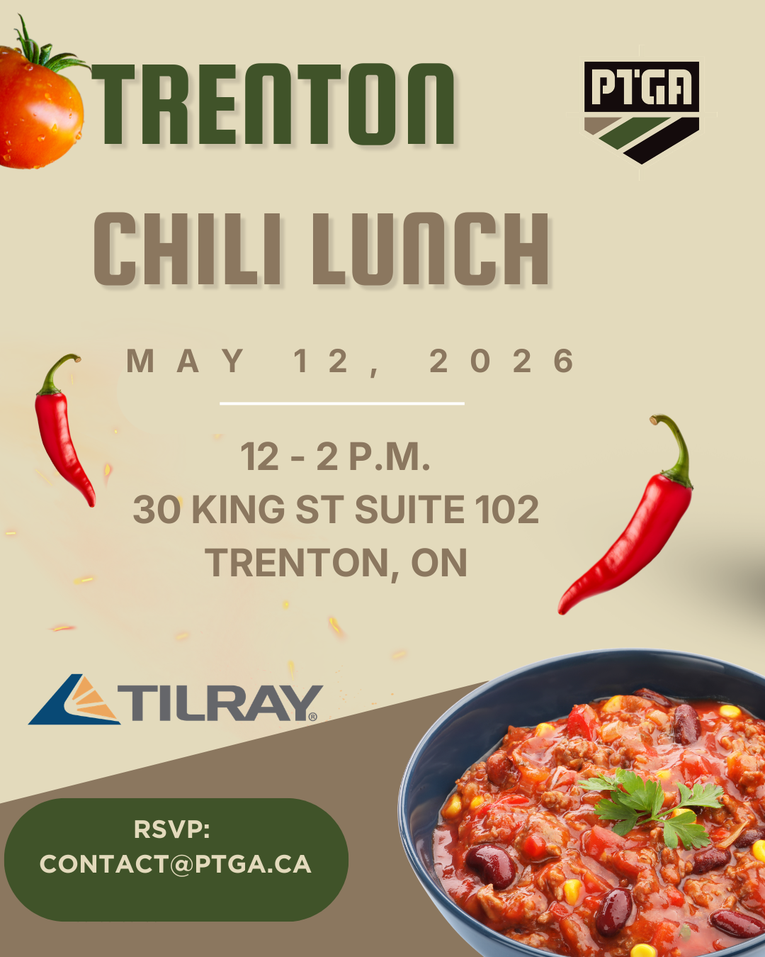 Trenton Chili Lunch, May 12/26 at noon