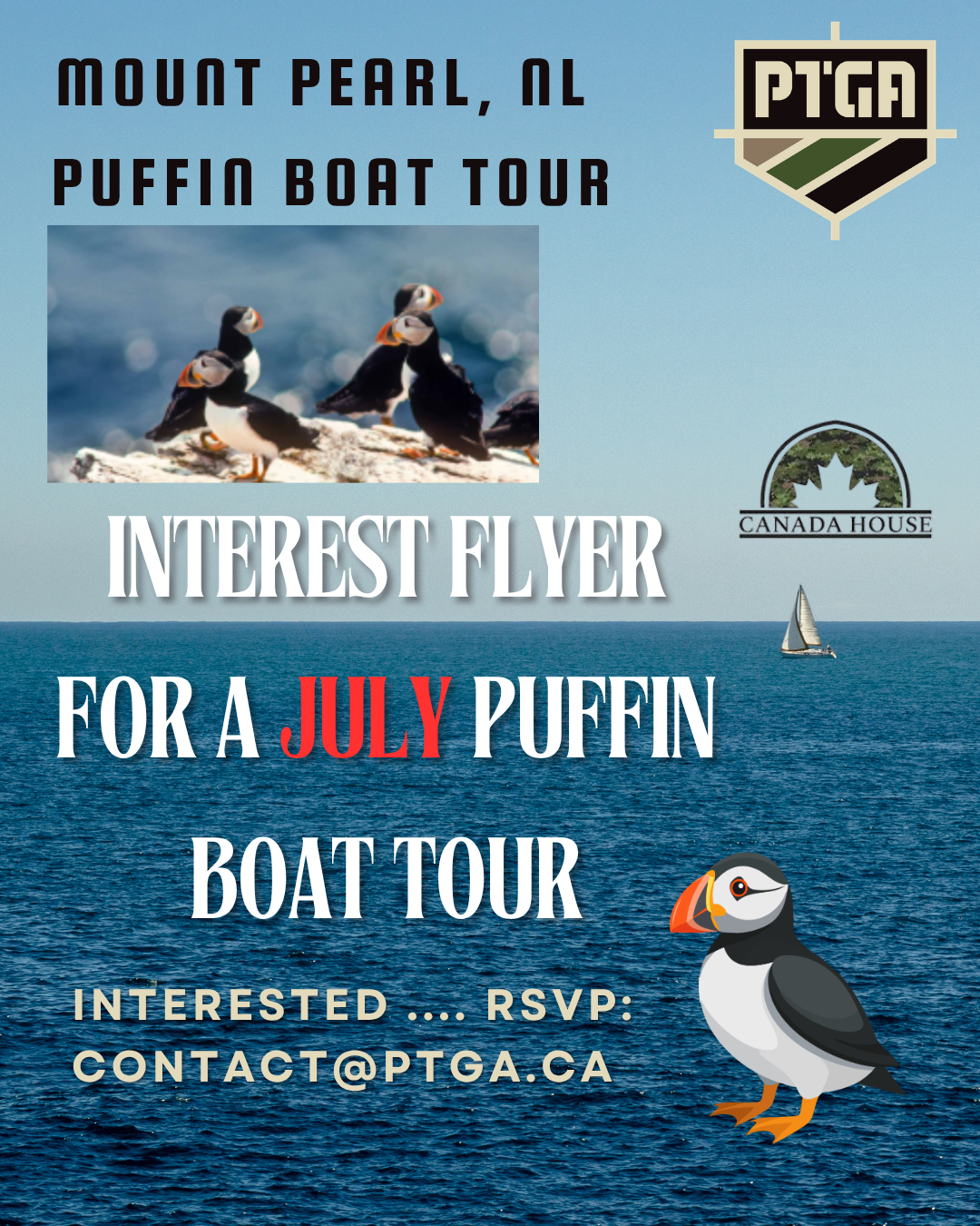Interest flyer for a July puffin tour!