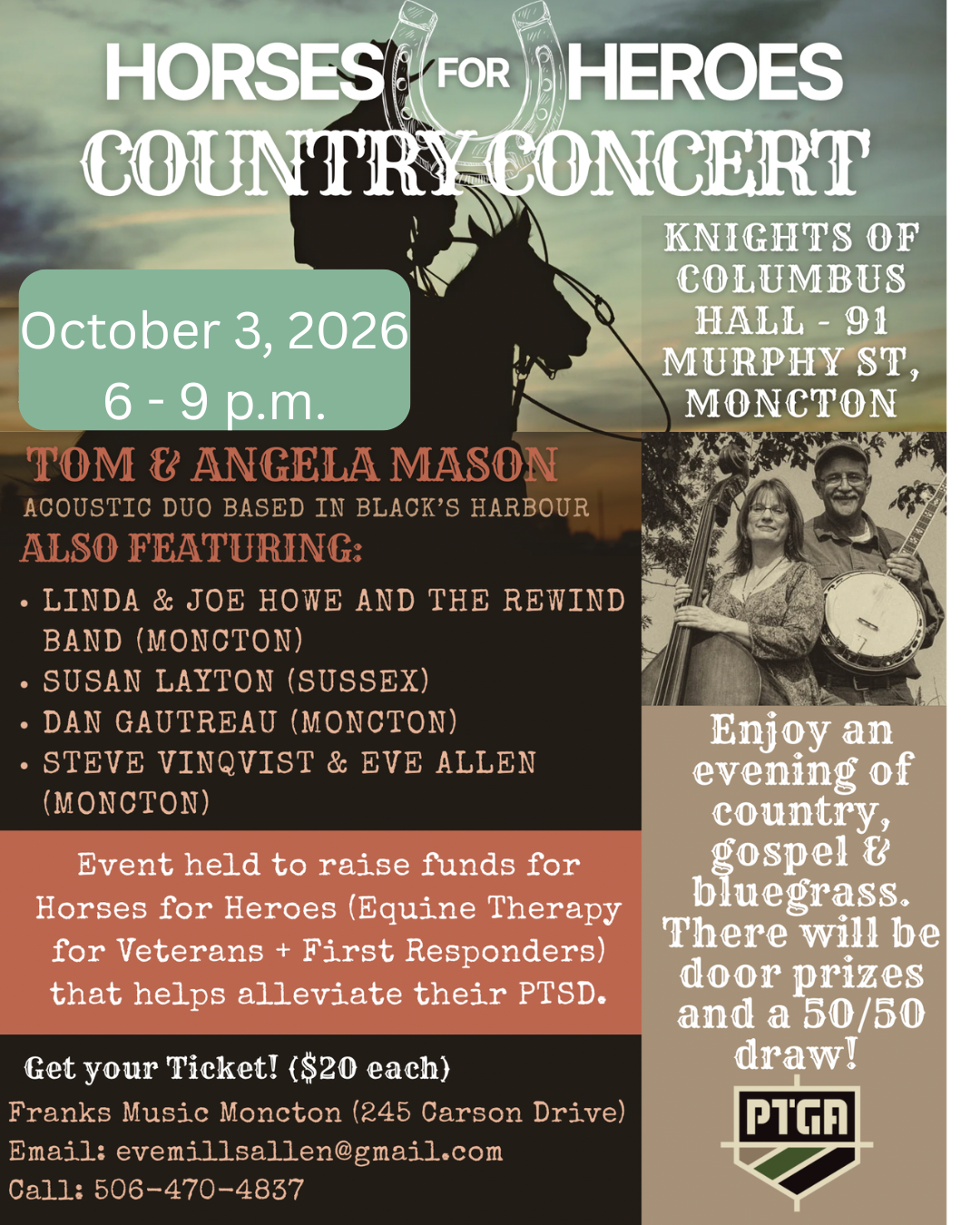 Horses for Heroes Country Concert, Oct 3rd